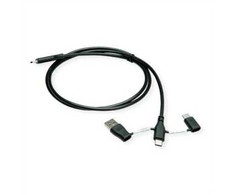 USB kabelis Roline USB-A + USB-C - USB-C 1 m juodas (11.02.8349)