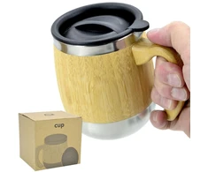 Roly Terminis puodelis 450 ml plieno dvigubomis sienelėmis bambukas STAMINA