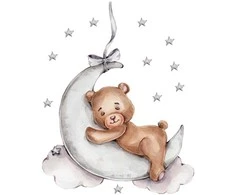 ROOM Decor SIPO-WS63026 Sienų lipdukai „Meškiukas ant mėnulio“