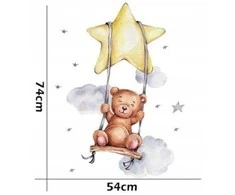 Room Decor KAMBARIO Dekoras SIPO-WS63034 SIENOS LIPDUKAI MEŠKIUKAS SUPYNĖS ŽVAIGŽDĖ