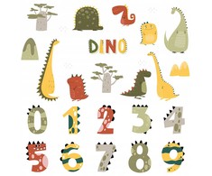 ROOM Decor SIPO-WS63049 NAKLEJKI NA ŚCIANĘ CYFRY DINO