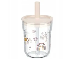 Rosti Mepal VAIKIŠKA STIKLINĖ SU ŠIAUDELIU MIO 250ML „SUNSHINE &amp; RAINBOW“ 108023065245