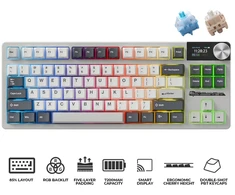 Royal Kludge S85 RGB Baltas Night belaidė klaviatūra | 80% TKL, Hot-swap, Cloud switches, US
