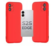 Telforceone Rubber Case Silikoninis dėklas, skirtas SAMSUNG GALAXY S25 EDGE, raudonas