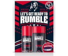 Rumble Men „Legend“ rinkinys dezodorantams ir kūno purškikliui (150 ml) bei dušo želei (250 ml).