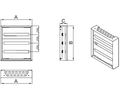Sabaj System NRPSM 90 (5X18) Z Paviršinis modulinis skirstomasis įrenginys NRPsm 90 (5x18) su užraktu NRPSM 90 Z NRPSM 90 (5X18) Z 90-5-18-2
