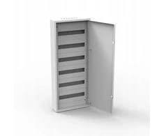 Sabaj Paviršinio montavimo metalinė paskirstymo skydinė 108 modulių 6x18 436x1055x130 RAL9003 IP30 MN108/6/18