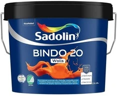 Sienų ir lubų dažai SADOLIN BINDO 20, pusiau matiniai, baltos sp., BW bazė, 2,5 l