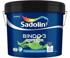 Sienų ir lubų dažai SADOLIN BINDO 3, visiškai matiniai, baltos sp., BW bazė, 9 l