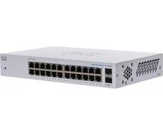 Šakotuvas Cisco jungiklis CBS110-24T, 24xGbE RJ45, 2xSFP (kombinuotas su 2 GbE), be ventiliatoriaus - REFRESH