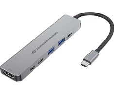 CONCEPTRONIC 6-1 dokas USB-C->HDMI, 2xUSB-A, 3xUSB-C, + 25 cm gr.