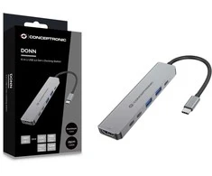 CONCEPTRONIC 6-1 dokas USB-C->HDMI, 2xUSB-A, 3xUSB-C, + 25 cm gr.