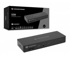 Šakotuvas Carruzzo Conceptronic DONN30B knyginių kompiuterių dokas / jungčių replikatorius Vielinis Thunderbolt 4 Juoda