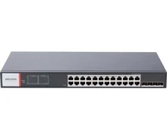 Šakotuvas Hikvision DS-3T1528HP-SI-24P4F tinklo komutatorius Valdomas Gigabit Ethernet (10/100/1000) Maitinimas per Eternetą (PoE) Juoda
