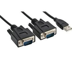 Šakotuvas InLine ® USB 2.0–2x nuoseklusis adapterio kabelis A tipo USB iki 2x 9 kontaktų sub-D kištukas 1,5 m