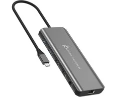 Šakotuvas j5create JCD398-N Docking Station Laidinis USB 3.2 Gen 2 (3.1 Gen 2) Type-C pilkas
