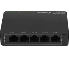 Šakotuvas LANBERG jungiklis PoE darbalaukio 5 prievadų 1GB 4 jungtys PoE 30W/prievadas max 60W DSP3-1005-60W nevaldomas