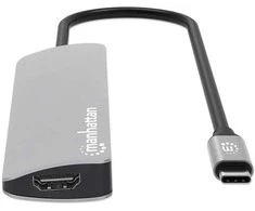 Šakotuvas Manhattan 190442 įkrovimo stotelė, laidinė, USB 3.2 Gen 1 (3.1 Gen 1), C tipo, pilka