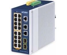 Šakotuvas Switch Planet PLANET IP30 Industrial L2/L4 16-Port Zarządzany L2/L4 Gigabit Ethernet (10/100/1000) Obsługa PoE Aliuminio, Mėlyna