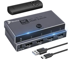 Šakotuvas Reagle HDMI 2.1 switch splitter skirstytuvas 4K 144Hz perjungiklis 3 prievadai 3x1 su pulteliu
