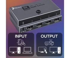 Šakotuvas Reagle HDMI 2.1 switch splitter skirstytuvas 4K 144Hz perjungiklis 3 prievadai 3x1 su pulteliu