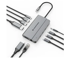 Conceptronic DONN34G doko stotelė Przewodowa USB 3.2 Gen 2 (3.1 Gen 2) Type-C Pilka