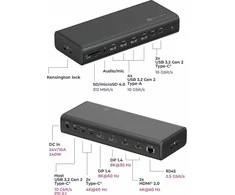 ICY BOX USB-C 17w1 | 2x HDMI 2.0 4K@60Hz | 2x DP 1.4 8K@60Hz | 2x USB-C 4K@60Hz | PD 3.1 do 140W