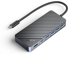 Orico 8w1 USB-C su obudową M.2 NVMe/SATA, USB-A/C 10Gbps, HDMI 4K, PD 100W, RJ45