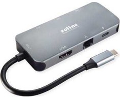 Šakotuvas Roline stotis / replikatorius ROLINE kelių prievadų prijungimo stotis USB 3.2 Gen 2 Type C, 4K HDMI, LAN