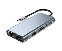 Šakotuvas Stotelė / replikatorius Value C tipo dokų stotelė, 1x HDMI 4K30, 1x VGA 1080p, 1x Gigabit Ethernet, 3x USB 3.2 Gen1 (A), 1x USB 2.0 (C), 1x SD/TF, 1x