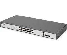 Šakotuvas Jungiklis „Digitus Digitus“ 16 prievadų greitas Ethernet PoE jungiklis, 19 colių, nevaldomas, 2 aukštyn nukreiptos nuorodos