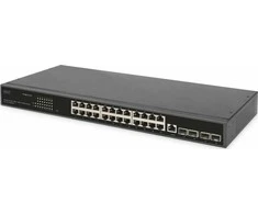 Šakotuvas Jungiklis Digitus Digitus Tinklo jungiklis, 24 prievadai 10/100/1000 + 4SFP+ UPLINK, 19 colių serverio stovams, L2+ funkcija