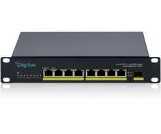 Šakotuvas Digitus 10" 2,5G 8 prievadų nevaldomas PoE+ komutatorius su 1× 10G SFP+, nevaldomas, 2,5G Ethernet (100/1000/2500), Power over Ethernet (PoE), montavimas į stelažą, darbalaukis