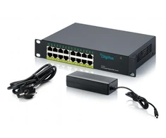 Šakotuvas Digitus 10" gigabitinio 16 prievadų nevaldomas PoE+ komutatorius (120 W), nevaldomas, 2,5G Ethernet (100/1000/2500), Power over Ethernet (PoE), montuojamas į stelažą, darbalaukio