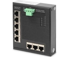 Šakotuvas Digitus INDUSTRIAL GIGABIT FLAT SWITCH - 8-PORT DIN RAIL EXT. TEMP. RANGE
