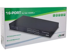 Šakotuvas Switch InLine Gigabit tinklo 16 prievadų 1Gb/s 19'' 1U metalinis be ventiliatoriaus (32311O)