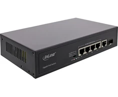 Šakotuvas „Switch InLine® PoE+“ gigabito tinklo komutatorius, 5 prievadų (4x PoE+), 1xSFP, 1Gb/s, darbalaukio, metalinis, be ventiliatoriaus