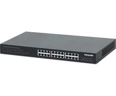 Šakotuvas „Intellinet 561761“ komutatorius, gigabito, 24x RJ45, „PoE+“, 370W, 4x SFP+, 10GbE Uplink
