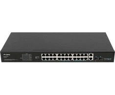 Šakotuvas LANBERG Switch Rack 19 colių RSFE-24P-2C-360 24x 100Mb PoE+ 2x Combo Gigabit 360W