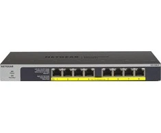 Šakotuvas Netgear GS108LP Ne-valdomas Gigabit Ethernet (10/100/1000) Juoda, Pilka 1U Maitinimas per Eternetą (PoE)