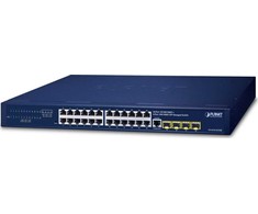 Šakotuvas PLANET IPv4/IPv6, 24 prievadų valdomas L2/L4 gigabito eternetas (10/100/1000) 1U Mėlyna