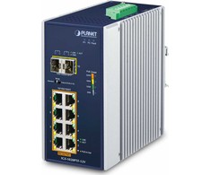 Šakotuvas Planet IP30 pramoninis 8 prievadų 10/100/1000T 802.3at PoE + 2 prievadų 100/1000X SFP Ethernet jungiklis su 12V stiprintuvu (-40 ~ 75 laipsnių C, 250 m išplėtimo režimas, PoE naudojimo šviesos diodas, dviguba 12 V maitinimas ~ 5 padidinti)