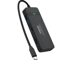 Šakotuvas Vision USB-C prijungimo stotelė - 1 x HDMI prievadas, 4k, 60 Hz - 1 x RJ45 gigabito eternetas, 1000 Mbps - 1 x USB 3.0, 5 Gbps - 1 x USB-C su PD100w, kuriuo galima įkrauti nešiojamąjį kompiuterį - 1 x USB-C su 4k, 60 Hz - 30 cm laidas - suderinamas su „Win“ (Atnaujinta)