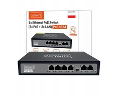 Šakotuvas Zenwire Maitinimo šaltinio skirstytuvas POE LAN 8 prievadai 6 Ethernet RJ45 100Mbps kamera