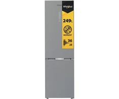 Whirlpool Šaldytuvas | WHK 26403 XP6E1 | Energy efficiency class C | Free standing | Combi | Height 203.5 cm | No Frost system | Šaldytuvas net capacity 249 L | Šaldiklis net capacity 106 L | 36 dB | Pearl Inox
