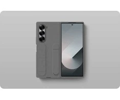 Dėklas Samsung Galaxy Fold6 stovimas dangtelis su pilku dirželiu