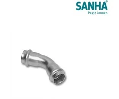 Sanha „NiroSan-Press“ 45° lenkimo PxP 76.1 jungtys