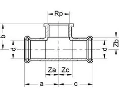 SANHA Purapress vario trikampis ZW x GW x ZW 28mm x 1 / 2 "x 28mm (181302812)