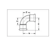 SANHA Vario lanko štampavimo dujos 90 ° 22mm (110002A22)