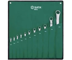 SATA 11 dalių lankstytų žiedinių veržliarakčių rinkinys 40° su dėklu (ST08012_XX)